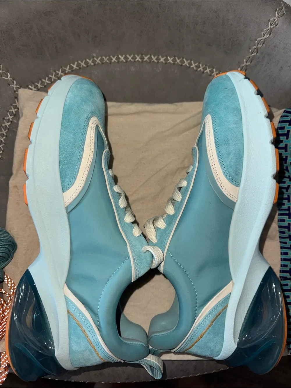 Tory Burch Good Luck Trainer Sneakers blue and white size 10